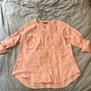 Express Women's Pink Blouse with Zipper Detail